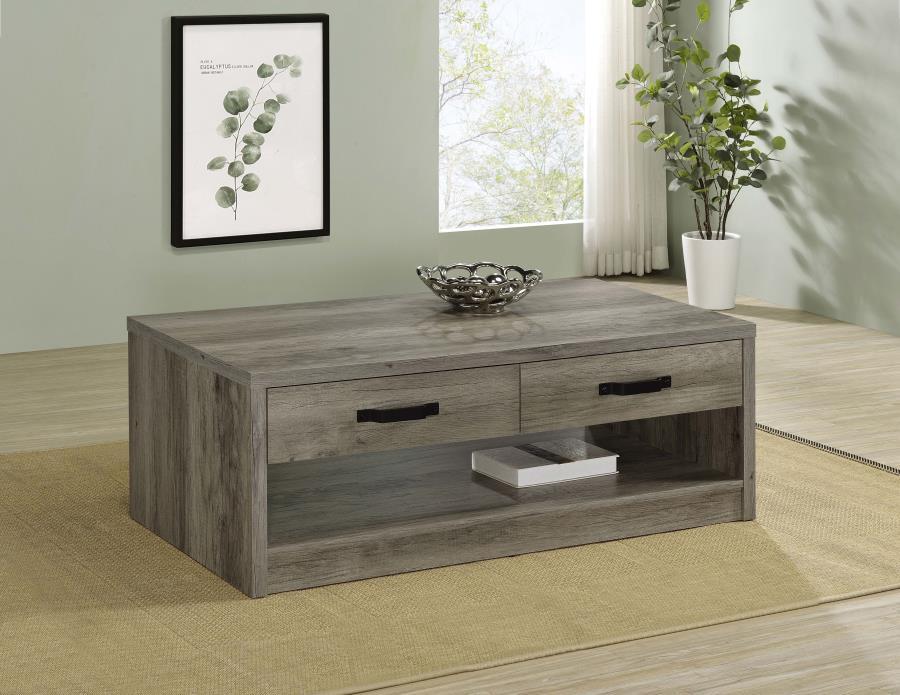 Felix - 2-Drawer Engineered Wood Coffee Table - Gray Driftwood - Simple Home Plus