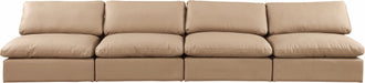Comfy - Faux Leather Modular Armless Sofa 4 Pieces - Tan - Simple Home Plus