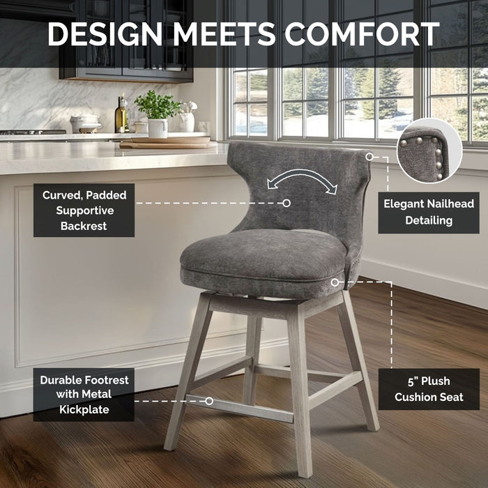 Emmett - 25.75" Swivel Counter Stool - Beige - Simple Home Plus