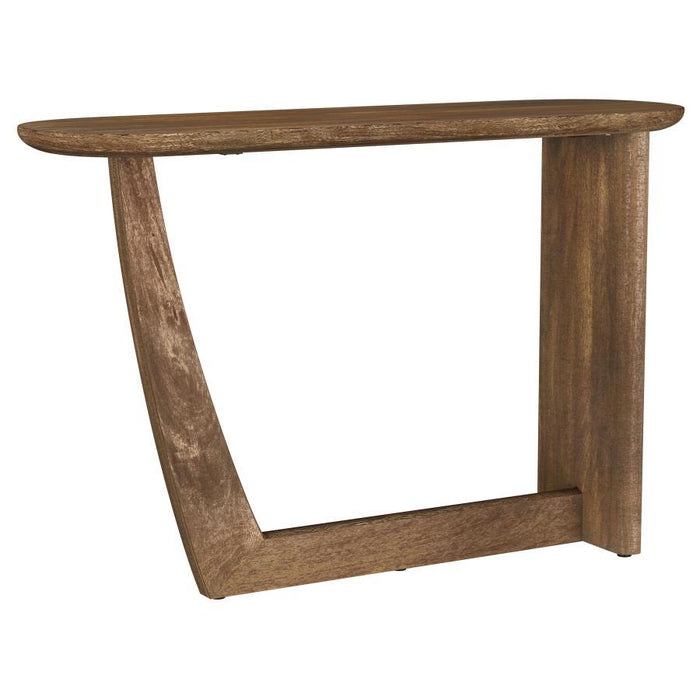 Fletcher - Oval Solid Mango Wood Entryway Console Table - Brown - Simple Home Plus