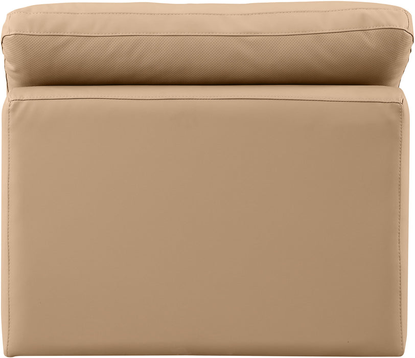 Indulge - Faux Leather Armless Chair - Tan - Simple Home Plus