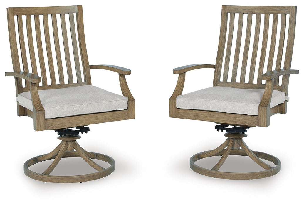 Rainier Ranch - Swivel Chair With Cushion (Set of 2) - Brown / Beige - Simple Home Plus
