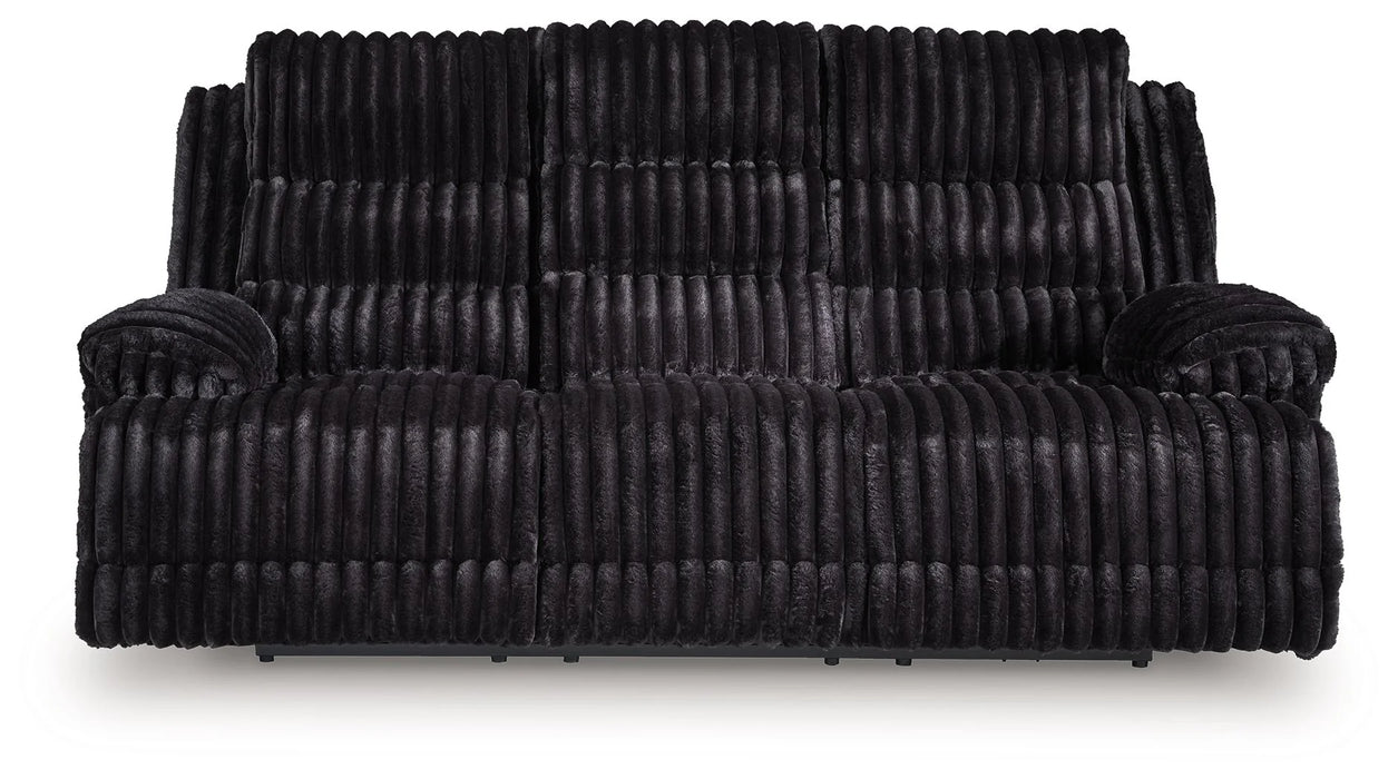 Rhine Falls - Reclining Power Sofa With Drop Down Table - Onyx AS-IS