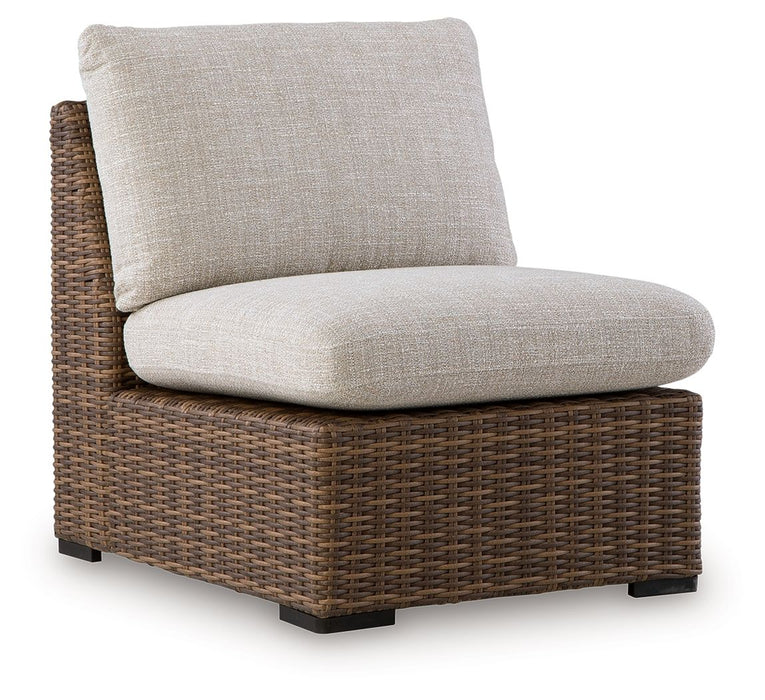 Dolan Creek - Armless Chair With Cushion - Beige / Brown - Simple Home Plus