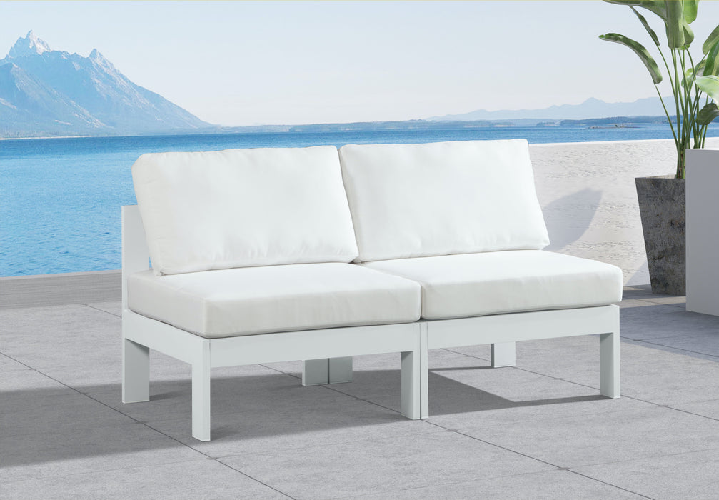 Nizuc - Outdoor Patio 2 Seat Armless Modular Sofa With White Frame - Simple Home Plus