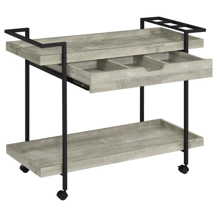 Ventura - 1-Drawer Engineered Wood Bar Cart - Gray Driftwood - Simple Home Plus