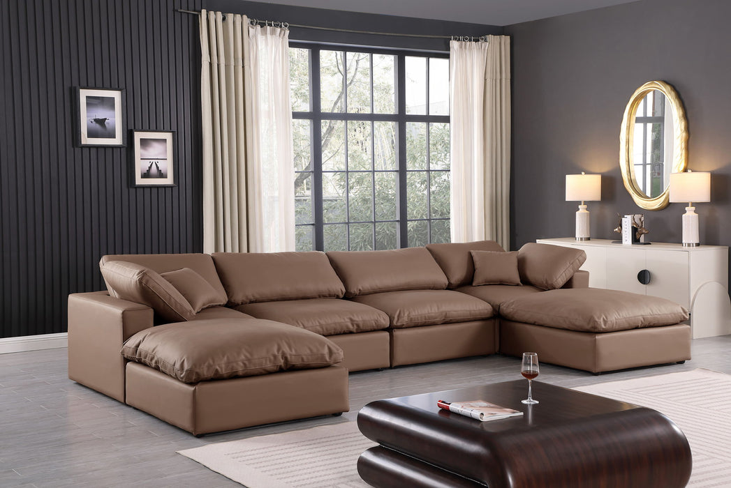 Comfy - 6 Piece Faux Leather Modular Double Chaise Sectional - Simple Home Plus