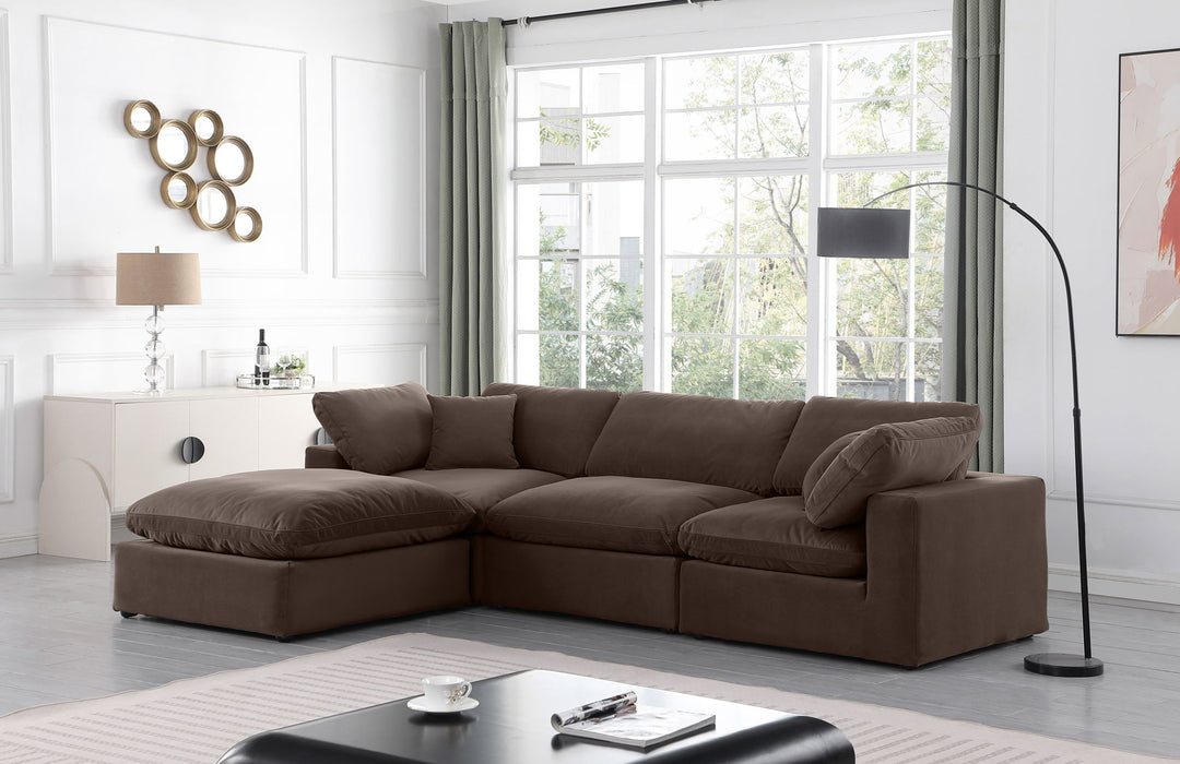 Comfy - 4 Piece Velvet Modular Sectional With Chaise - Simple Home Plus