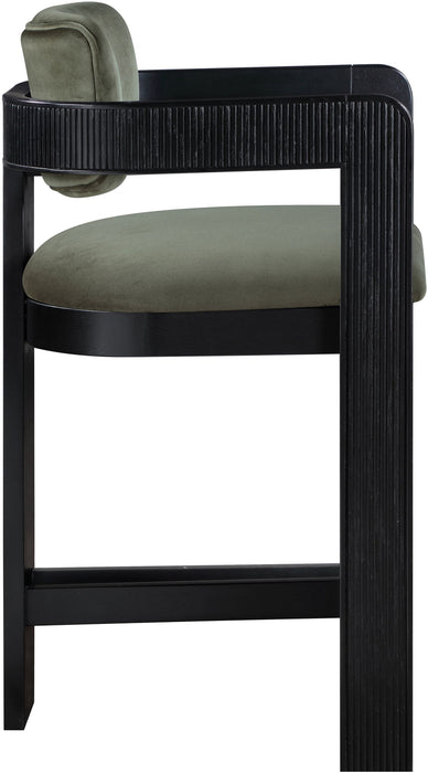 Sacha - Velvet Stool With Black Base - Simple Home Plus