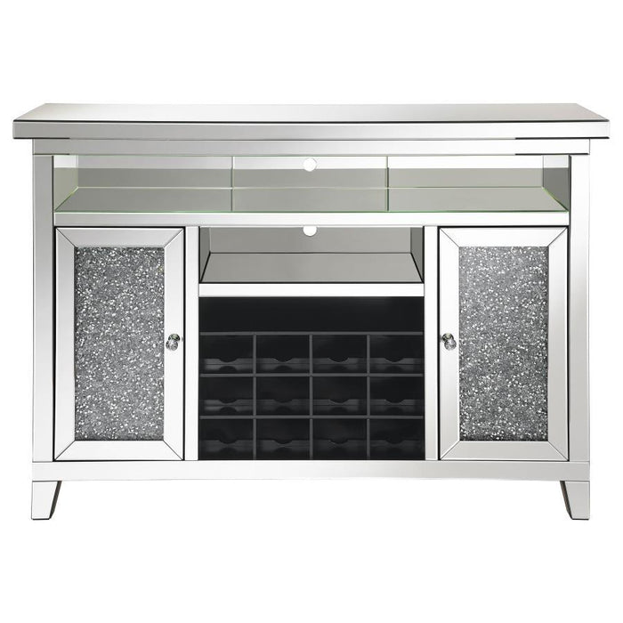 Melinda - 2-Door LED Mirrored Wine Storage Bar Cabinet - Silver - Simple Home Plus