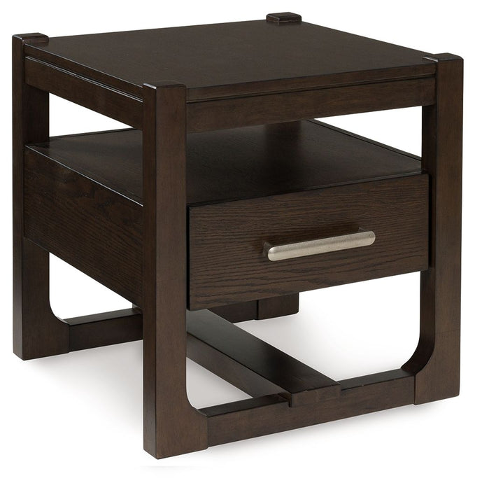 Breckington - Dark Brown - Square End Table - Simple Home Plus
