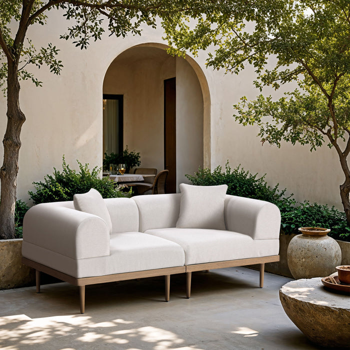 Laguna - 2 Piece Resilient Water Resistant Fabric 71" Upholstered Outdoor Patio Modular Loveseat - Simple Home Plus