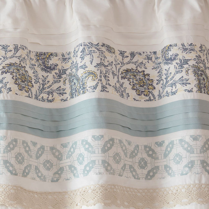 Dawn - Printed And Pieced Rod Pocket Valance - Blue - Simple Home Plus
