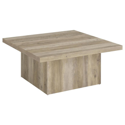Devar - Square Engineered Wood Coffee Table - Distressed Pine - Simple Home Plus