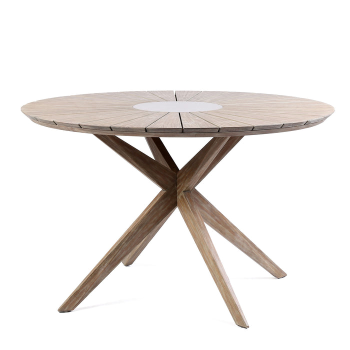 Oasis - Outdoor Light Eucalyptus Wood And Concrete Round Dining Table - Simple Home Plus