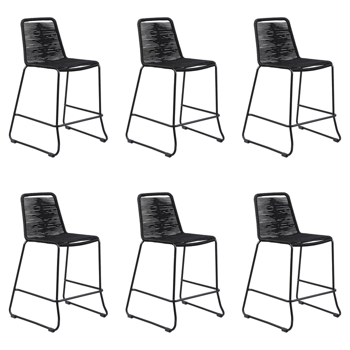 Shasta - 26" Outdoor Metal And Rope Stackable Barstool