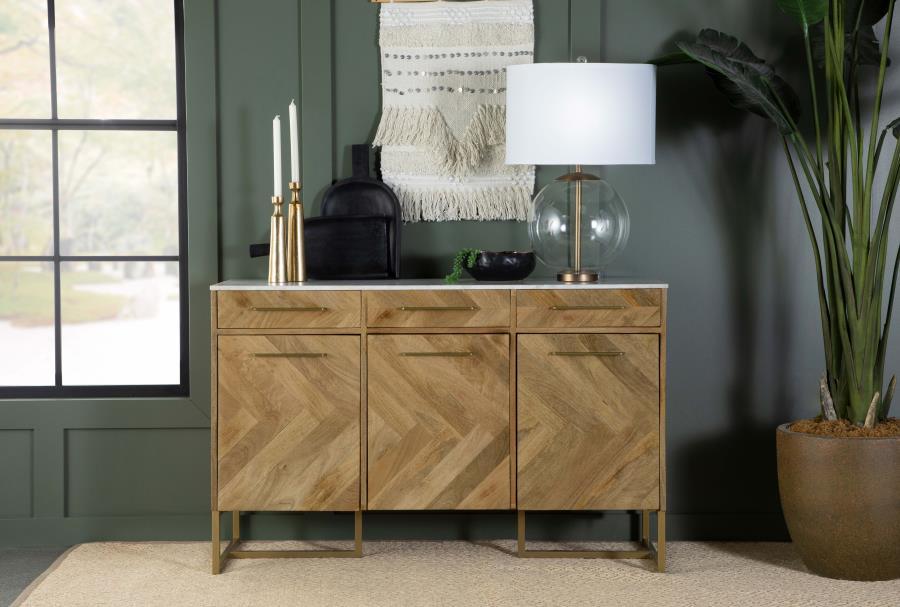 Keaton - Marble Top Herringbone Accent Cabinet - Simple Home Plus