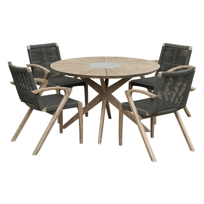 Oasis And Brielle - Outdoor 5 Piece Light Eucalyptus And Concrete Dining Set - Simple Home Plus