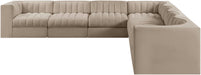 Rummi - Symmetrical Velvet Performance Fabric Upholstered 7 Piece Modular Sectional (With 3 Corner Chairs) - Simple Home Plus