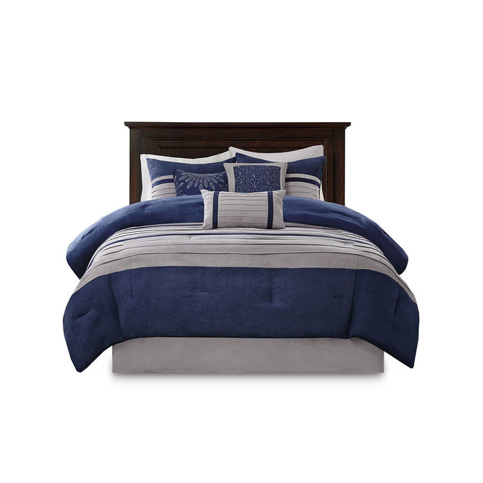 Palmer - King Piece Comforter (Set of 7) - Blue - Simple Home Plus