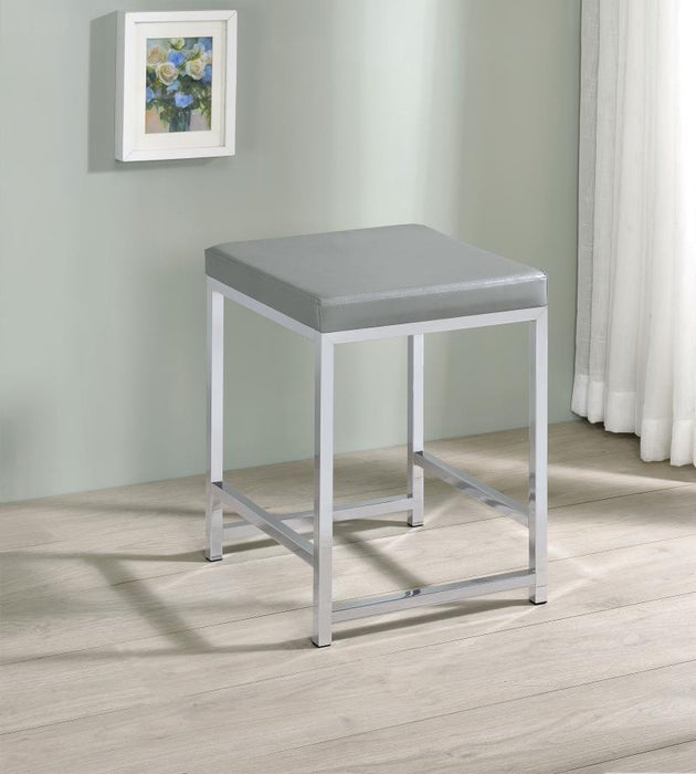 Umbridge - Upholstered Square Padded Cushion Vanity Stool - Light Gray - Simple Home Plus