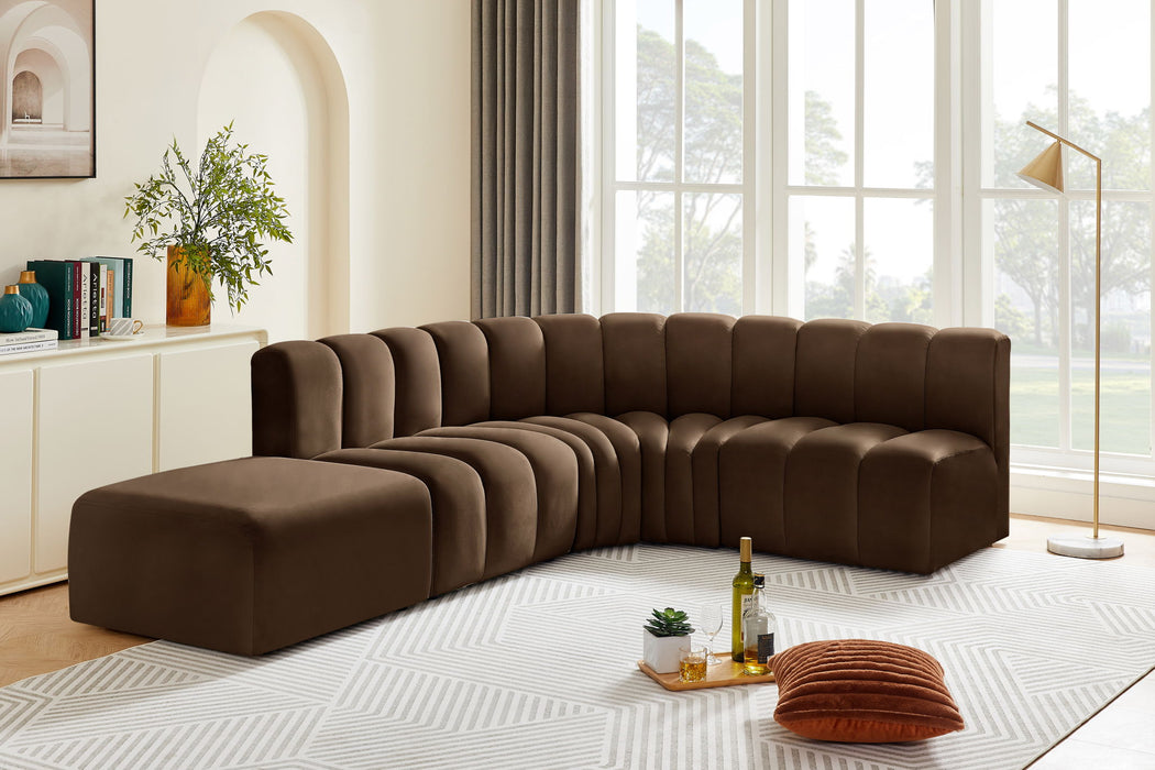 Arc - Velvet 5 Piece Corner Modular Sofa - Simple Home Plus