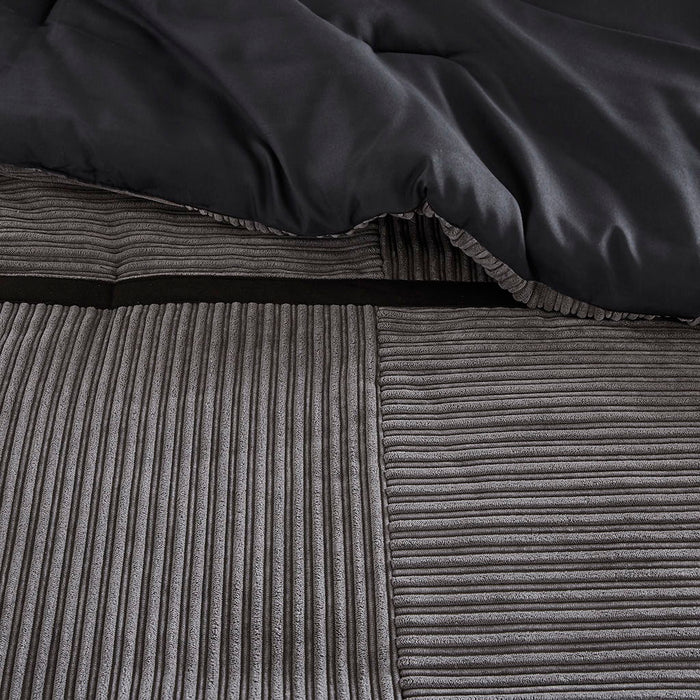 Dallas - 7 Piece King Comforter Set - Gray - Simple Home Plus