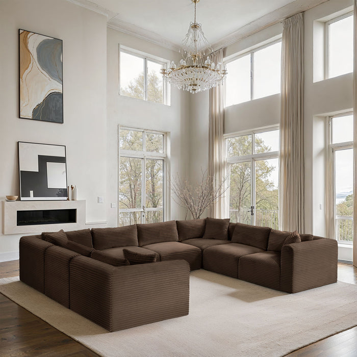 Shaggy - 8 Piece Modular U-Shaped Sectional - Simple Home Plus