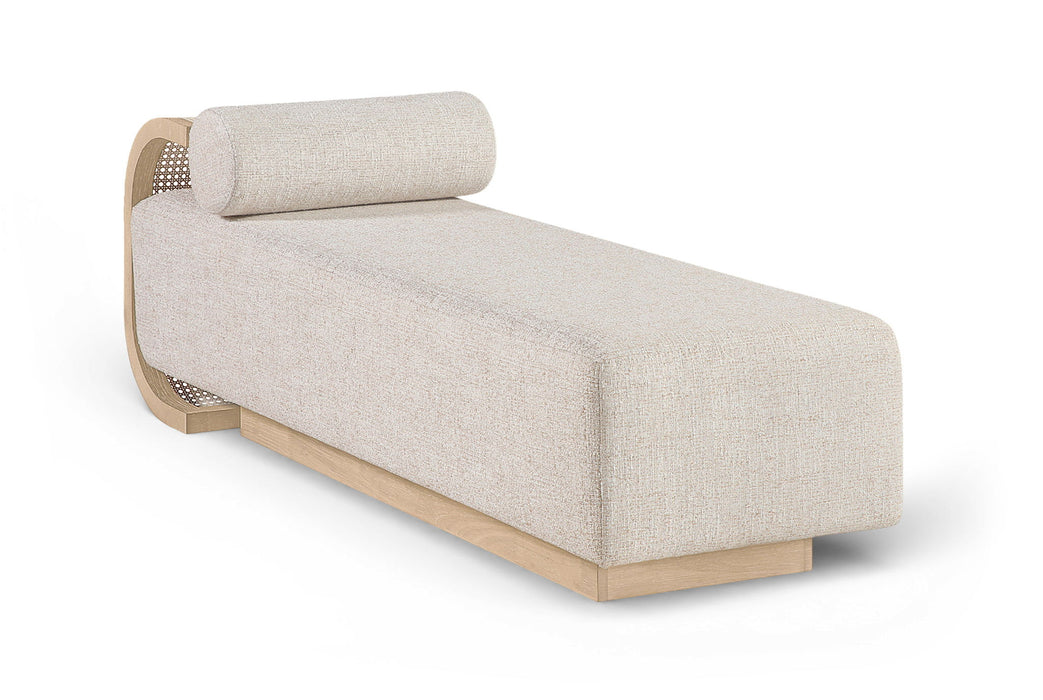 Zephyr - Linen Textured Fabric Upholstered Chaise - Painted Natural Base - Simple Home Plus