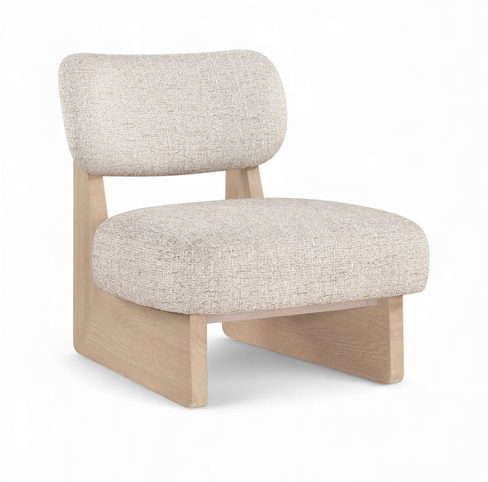 Vetra - Linen Textured Fabric Upholstered Accent Chair With Natural Base - Simple Home Plus