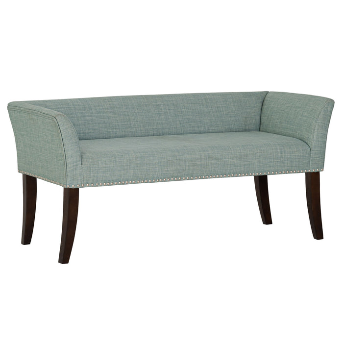 Welburn - Upholstered Bench With Back & Legs - Light Blue - Simple Home Plus