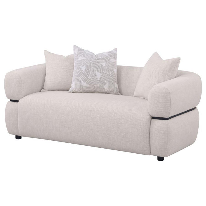 Jeanette - 73" Fabric Upholstered Round Arm Loveseat - Beige - Simple Home Plus