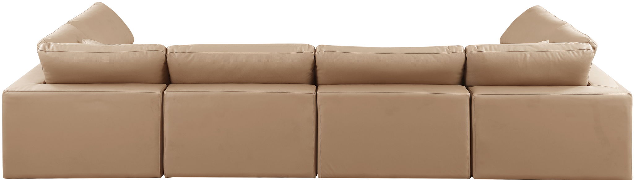 Comfy - 6 Piece Faux Leather Modular Armless Sectional - Tan - Simple Home Plus