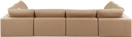 Comfy - 6 Piece Faux Leather Modular Armless Sectional - Tan - Simple Home Plus