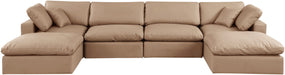 Comfy - 6 Piece Faux Leather Modular Double Chaise Sectional - Tan - Simple Home Plus