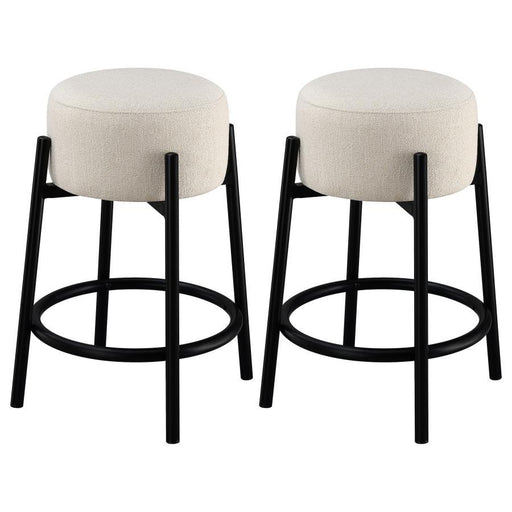 Leonard - Upholstered Backless Round Stools (Set of 2) - Simple Home Plus