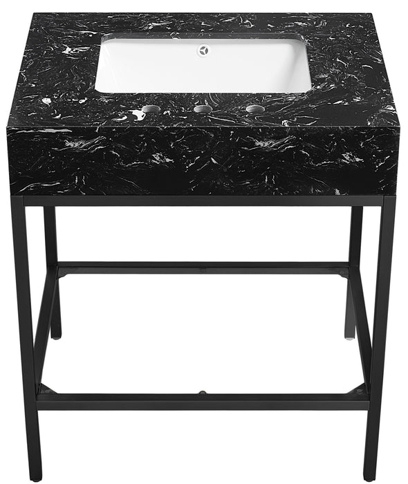 Marmo - Engineered Marble Bathroom Vanity With Black Base - Simple Home Plus
