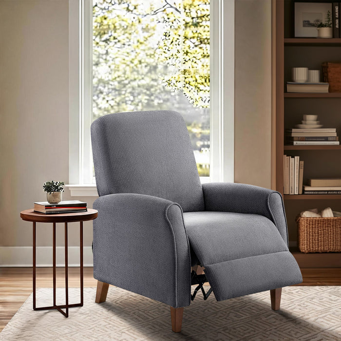 Marena - Upholstered Manual Push Back Recliner - Dark Gray