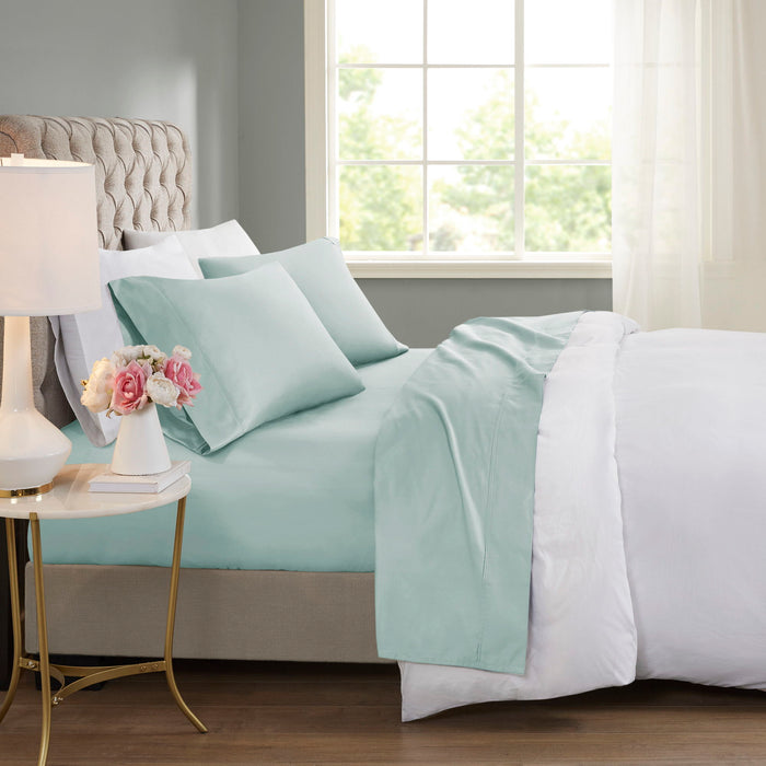 600 Thread Count - Queen Cooling Blend 4 Piece Sheet Set - Seafoam