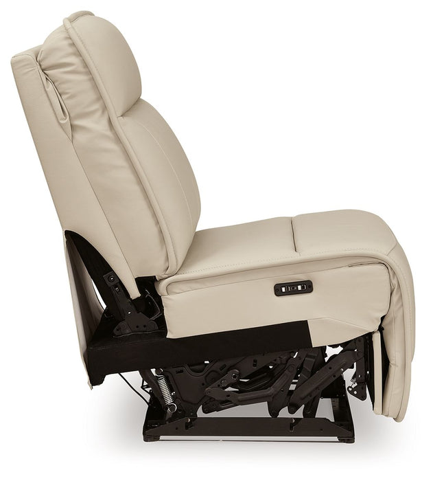 Double Deal - Power Armless Recliner With Adj Headrest - Almond - Simple Home Plus
