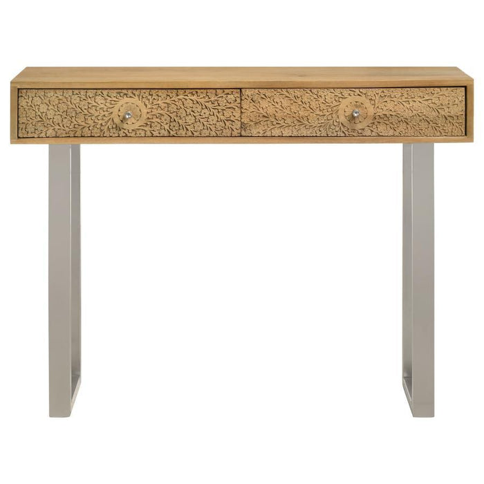 Draco - 2-Drawer Console Table Hand Carved Details - Natural - Simple Home Plus