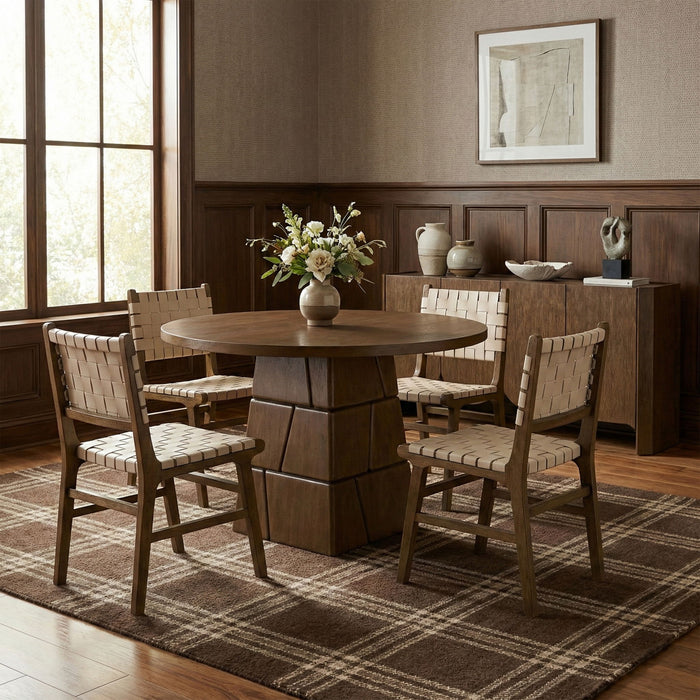 Entwine - Vegan Leather Upholstered Dining Chair - Painted Brown - Simple Home Plus