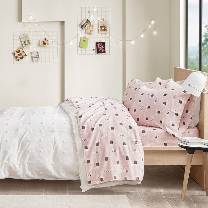 Twin Cozy Soft Novelty Print Sheet Set - Pink Llamas - Simple Home Plus