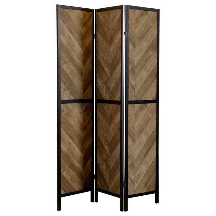 Marlene - 3-Panel Room Divider Folding Screen - Rustic Tobacco - Simple Home Plus