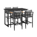 Orlando - Outdoor Patio 5-Piece Bar Table Set In Aluminum With Gray Cushions - Simple Home Plus