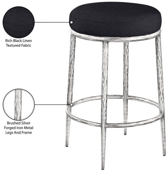 Ferro - Upholstered Backless Counter Stool With Brushed Silver Base - Simple Home Plus