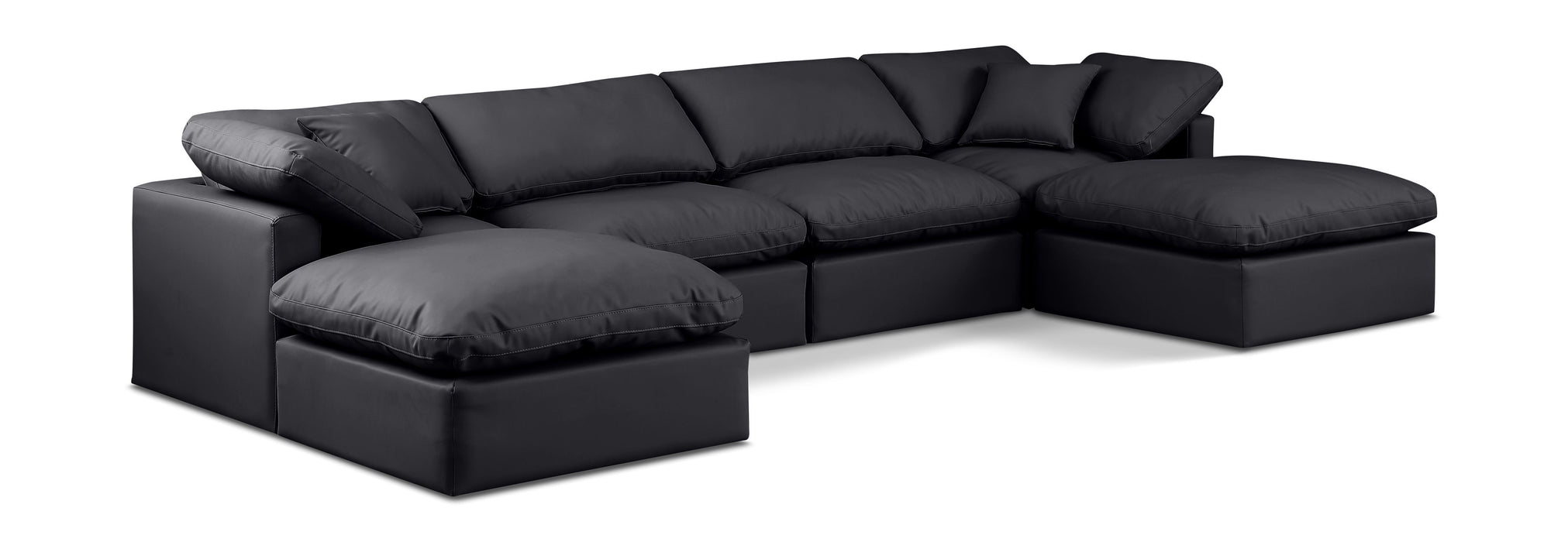 Indulge - Faux Leather 6 Piece Modular Double Chaise Sectional - Simple Home Plus