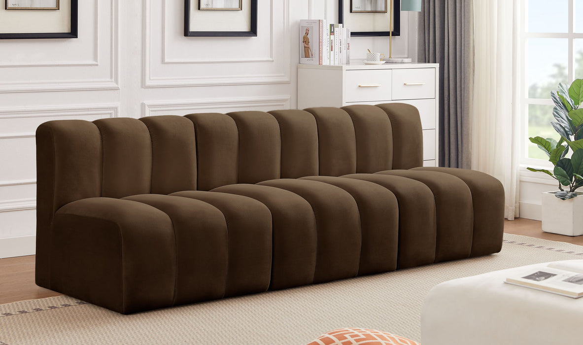 Arc - Velvet 4 Piece Modular Straight Sofa - Brown - Simple Home Plus