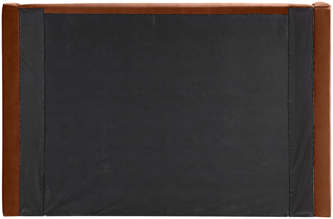 Kendall - Velvet Upholstered Bed - Cognac - Simple Home Plus