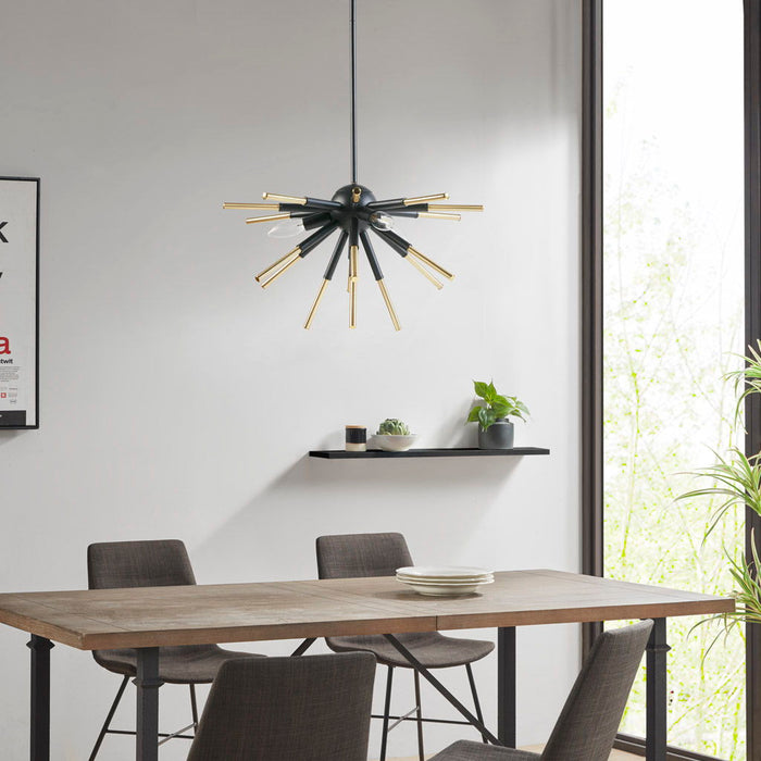 Ely - 3-Light Spiked Chandelier - Matte Black /Gold - Simple Home Plus